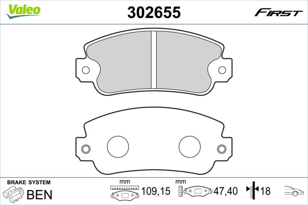 Jogo de 4 pastilhas de travão VALEO ref. 302655
